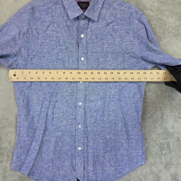 UNTUCKit Shirt Mens Medium Blue Linen Slim Fit Vin Santo WR Wrinkle Resistant - Picture 5 of 12